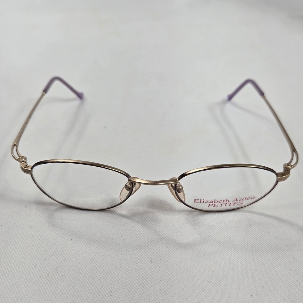Vintage Elizabeth Arden Eyeglasses Frames EA PT 6 Oval Wire Gold Blue 48 19 NWT